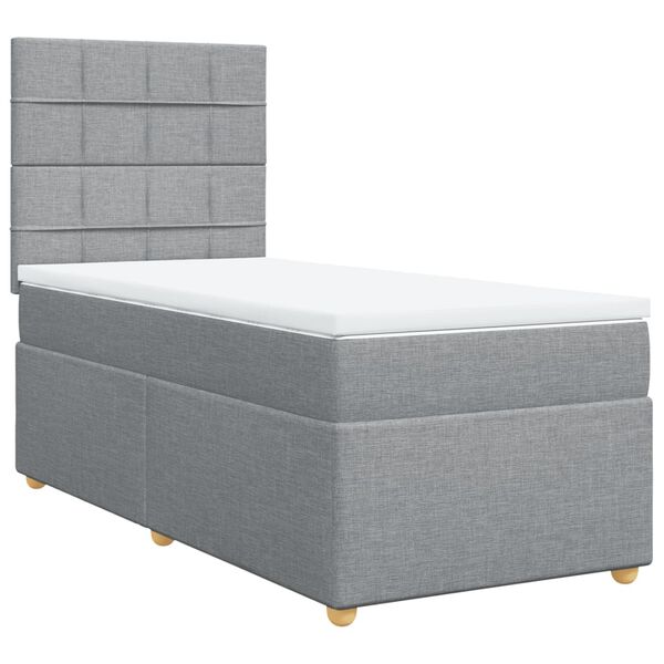vidaXL Κρεβάτι Boxspring με Στρώμα Ανοιχτό Γκρι 100x200 εκ. Υφασμάτινο