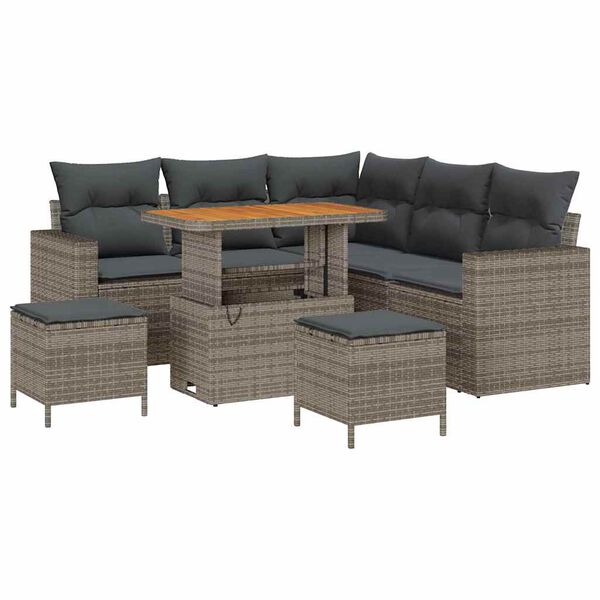 vidaXL Σετ Καναπέ Κήπου 8 pcs Γκρι συνθετικό ρατάν