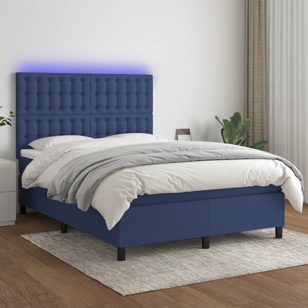 vidaXL &Kappa;&rho;&epsilon;&beta;ά&tau;&iota; Boxspring &mu;&epsilon; &Sigma;&tau;&rho;ώ&mu;&alpha; & LED &Mu;&pi;&lambda;&epsilon; 140x200 &epsilon;&kappa;. &Upsilon;&phi;&alpha;&sigma;&mu;ά&tau;&iota;&nu;&omicron;