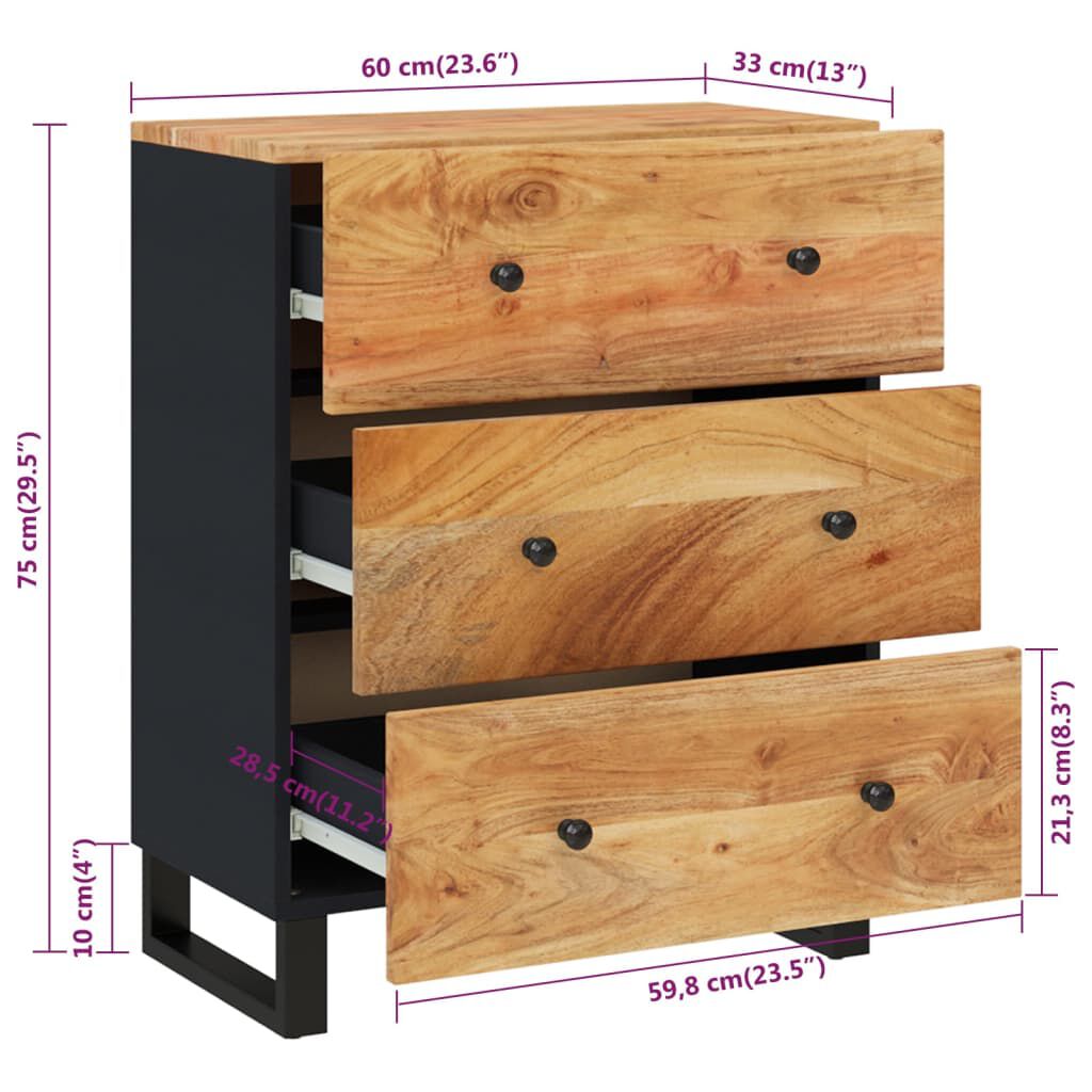 vidaXL Ντουλάπια 2 Τεμ. 60 x 33 x 75 εκ. από Μασίφ Ξύλο Ακακίας