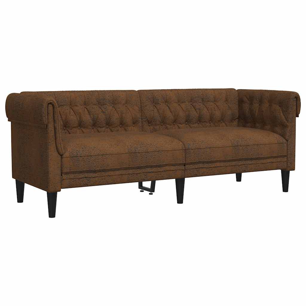 vidaXL Καναπές Τριθέσιος Chesterfield Καφέ Υφασμάτινος