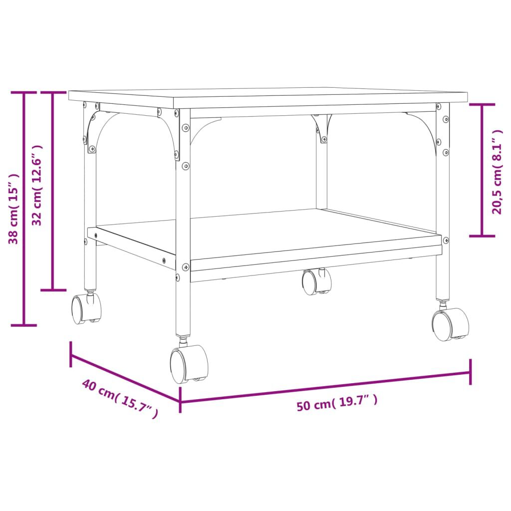 vidaXL Βάση Εκτυπωτή 2 Επιπέδων Καφέ Δρυς 50x40x38 εκ Επεξ. Ξύλο