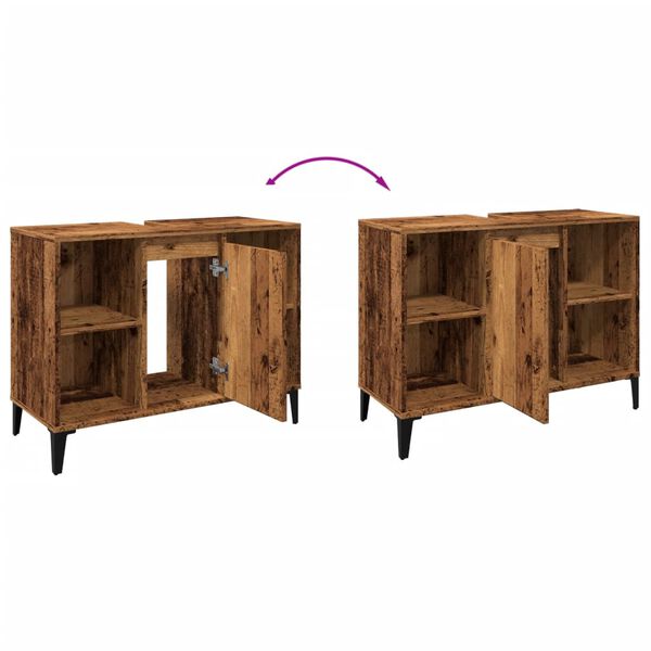 vidaXL Ντουλάπι νιπτήρα Παλιό ξύλο 80x33x60 cm Κατασκευασμένο ξύλο