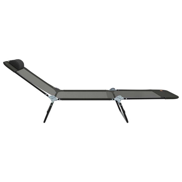 vidaXL Πτυσσόμενη ξαπλώστρα 2 pcs Μαύρο 182 x 55 x 85.5 εκ. Textilene