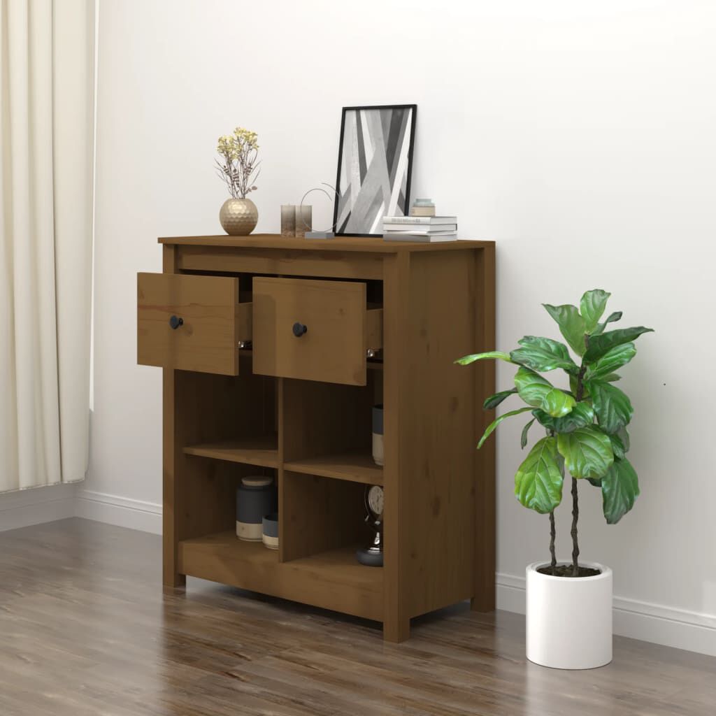 vidaXL Ντουλάπι Καφέ Μελί 70 x 35 x 80 εκ. από Μασίφ Ξύλο Πεύκου