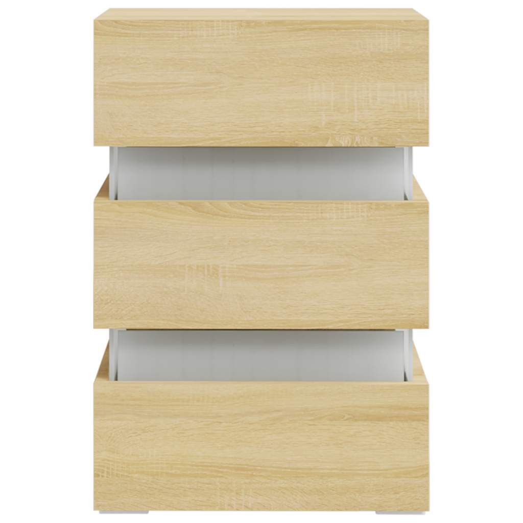 vidaXL Κομοδίνο με LED Sonoma Δρυς 45x35x67 εκ. από Επεξεργασμένο Ξύλο