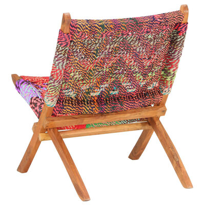 vidaXL Καρέκλα Πτυσσόμενη με Πολύχρωμο Ύφασμα Chindi