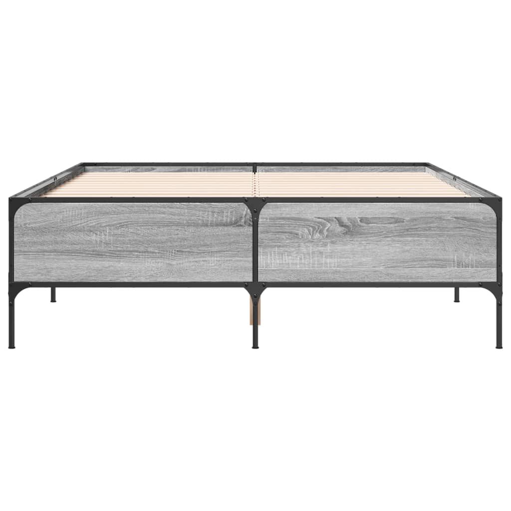 vidaXL Πλαίσιο Κρεβατιού Γκρι Sonoma 120 x 190εκ. Επεξ. Ξύλο & Μέταλλο