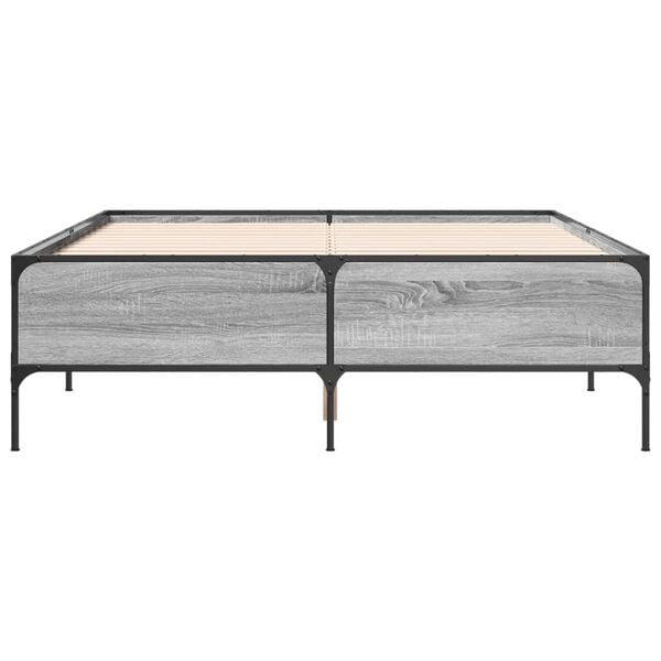 vidaXL Πλαίσιο Κρεβατιού Γκρι Sonoma 120 x 190εκ. Επεξ. Ξύλο & Μέταλλο