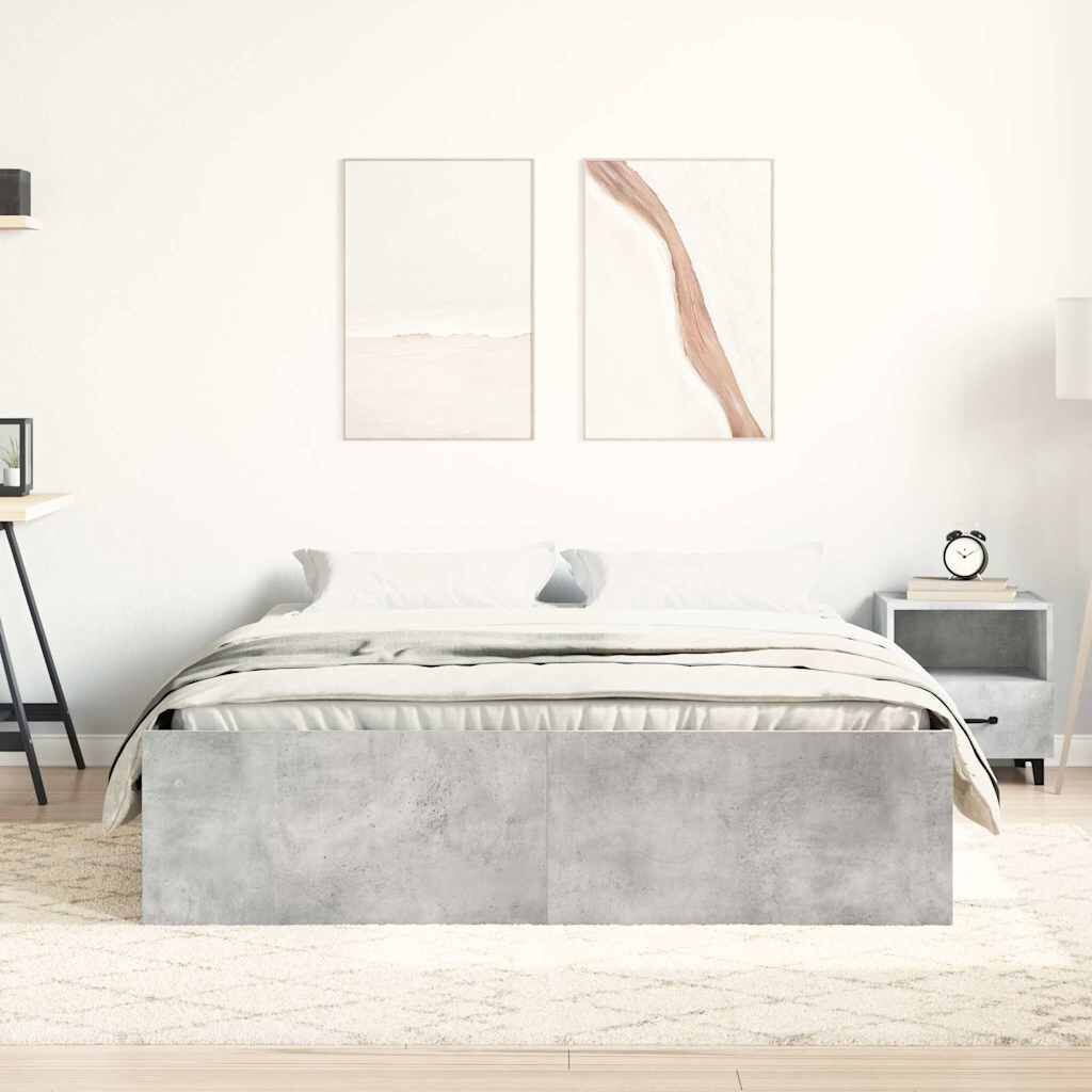 vidaXL Πλαίσιο Κρεβατιού Γκρι Σκυροδέματος 150 x 200 εκ. King Size