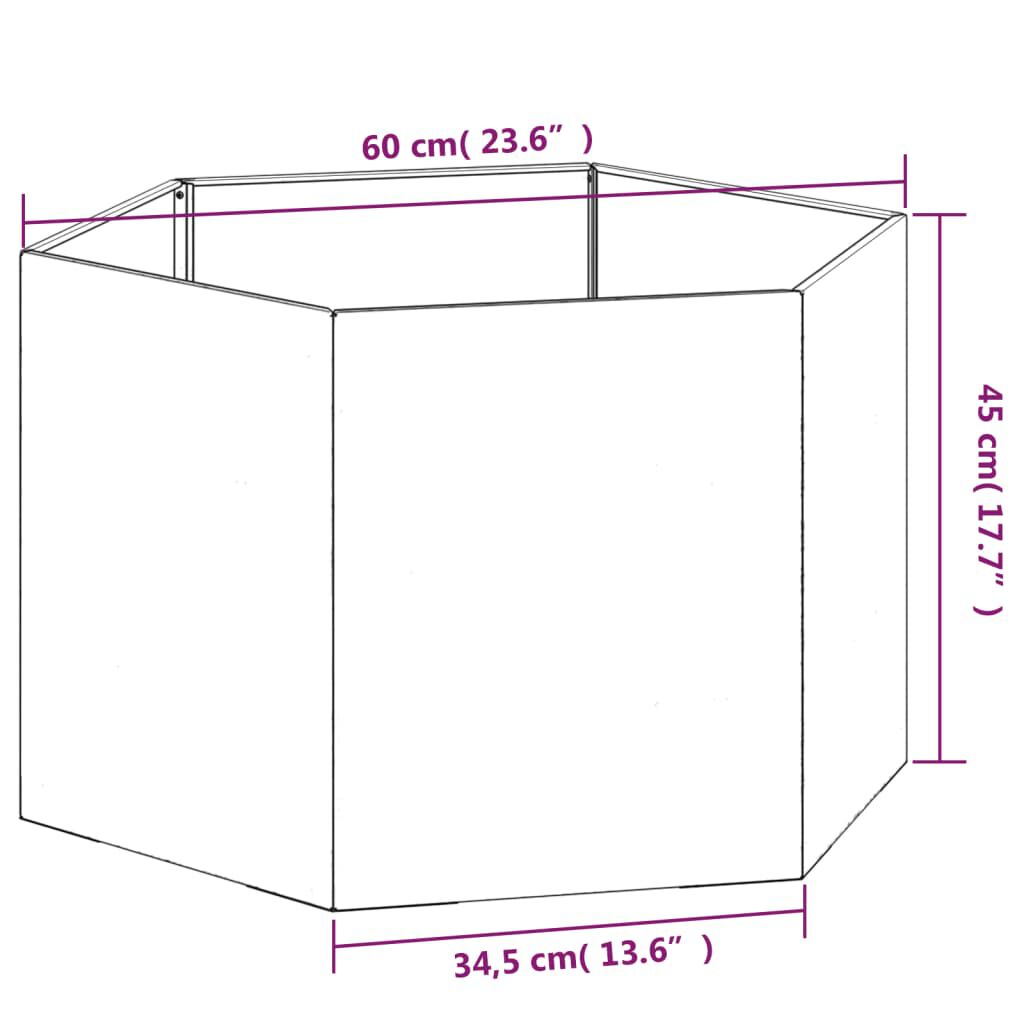 vidaXL Ζαρντινιέρα Σκουρ. 60 x 60 x 45 εκ. Ατσάλι Σκληρυθέν στον Αέρα