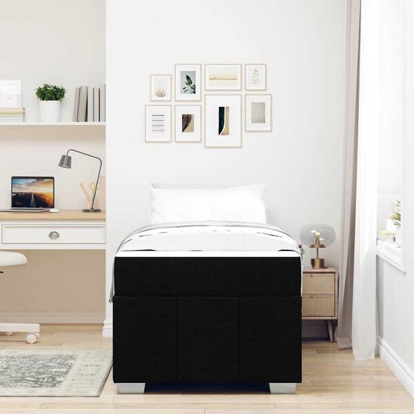 vidaXL Σκελετός Κρεβατιού με στρώμα Μαύρο 90 x 200 cm ύφασμα