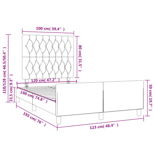 vidaXL Πλαίσιο Κρεβατιού χωρίς στρώμα Μαύρο 120x190 εκ. Βελούδινο