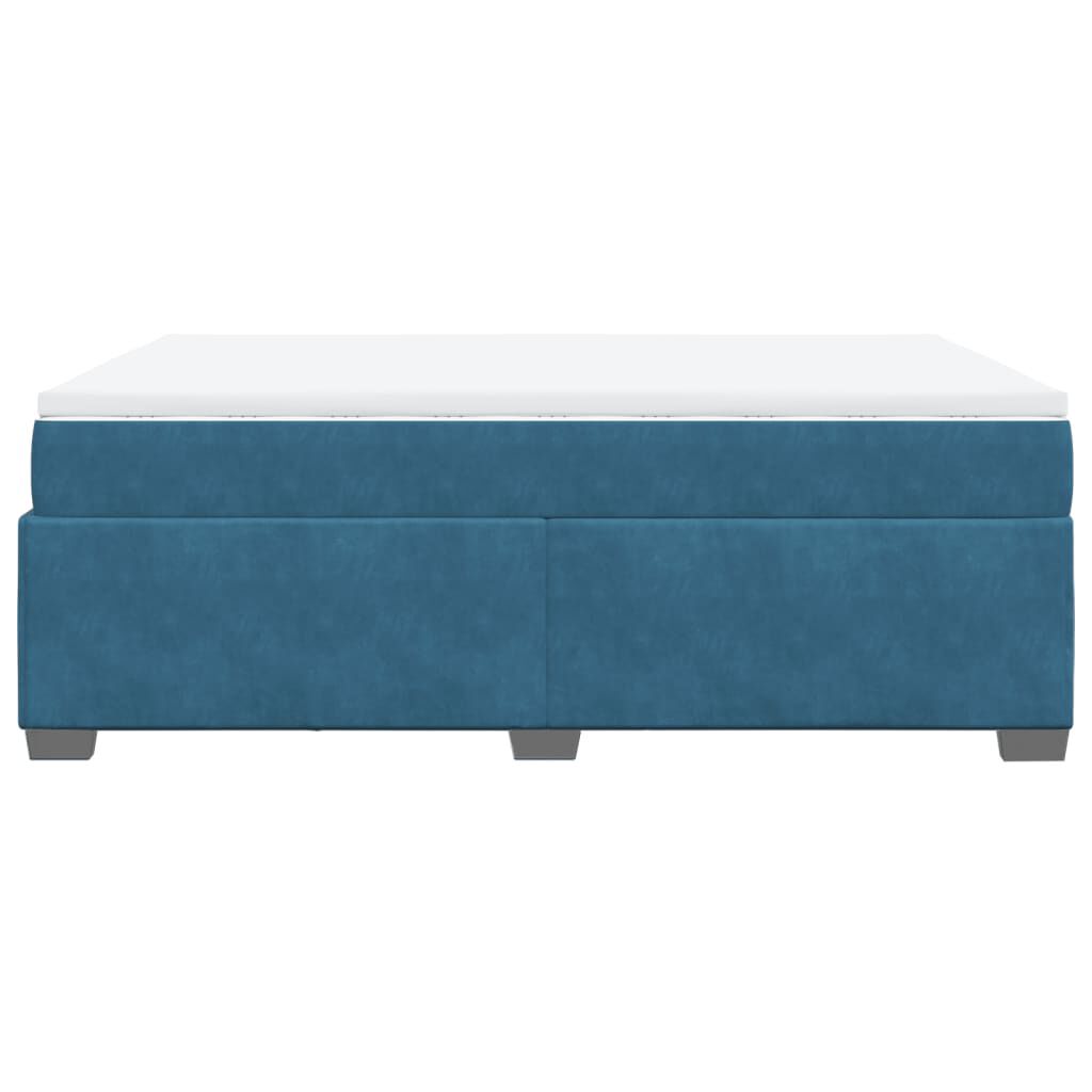 vidaXL Κρεβάτι Boxspring με Στρώμα Σκούρο Μπλε 140x200 εκ. Βελούδινο