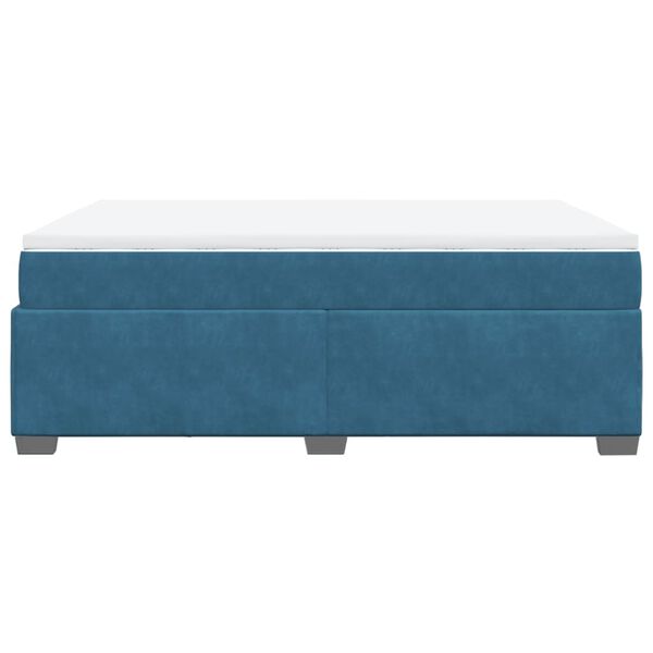 vidaXL Κρεβάτι Boxspring με Στρώμα Σκούρο Μπλε 140x200 εκ. Βελούδινο