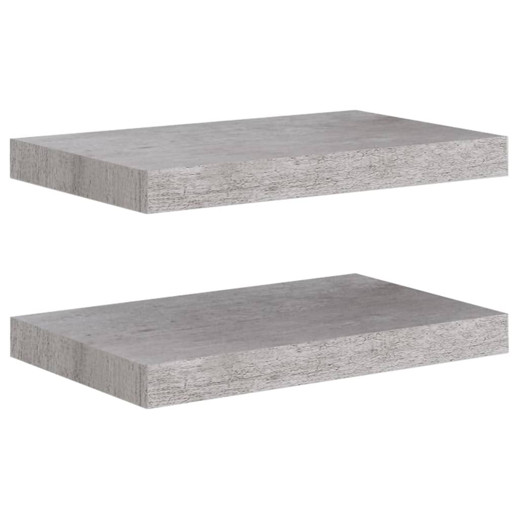 vidaXL Ράφια Τοίχου 2 τεμ. Γκρι Σκυροδέματος 40x23x3,8 εκ. MDF