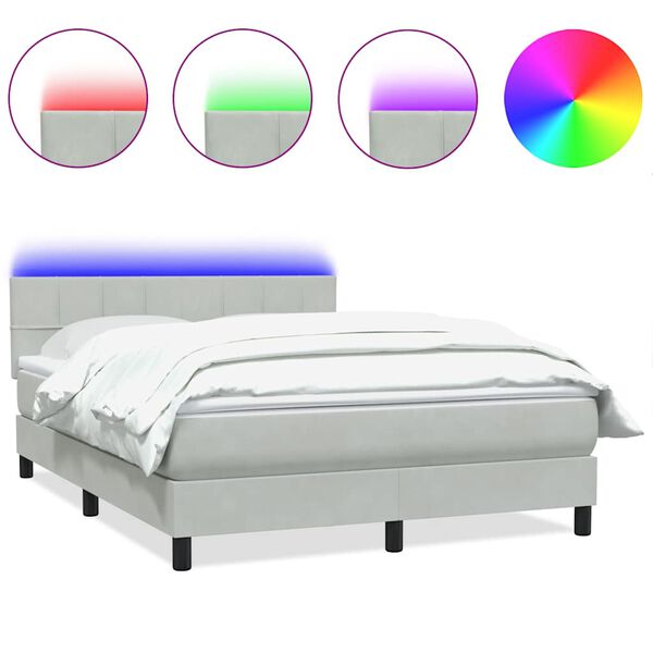 vidaXL &Kappa;&rho;&epsilon;&beta;ά&tau;&iota; Boxspring &mu;&epsilon; &Sigma;&tau;&rho;ώ&mu;&alpha; & LED &Alpha;&nu;&omicron;&iota;&chi;&tau;ό &Gamma;&kappa;&rho;&iota; 160x210 &epsilon;&kappa;. &Beta;&epsilon;&lambda;&omicron;ύ&delta;&iota;&nu;&omicron;