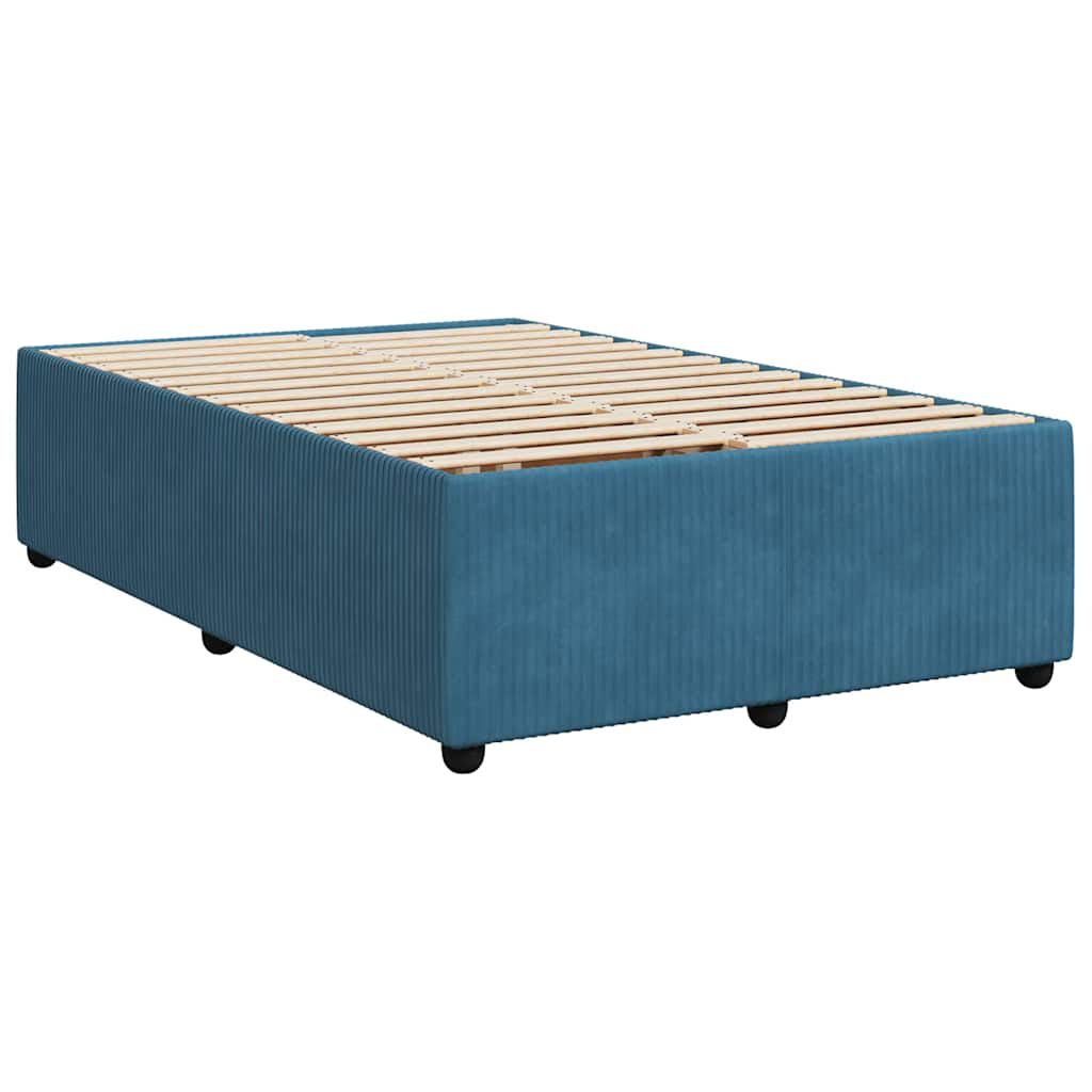 vidaXL Κρεβάτι Boxspring με Στρώμα Μπλε 120x190 εκ. Βελούδινο