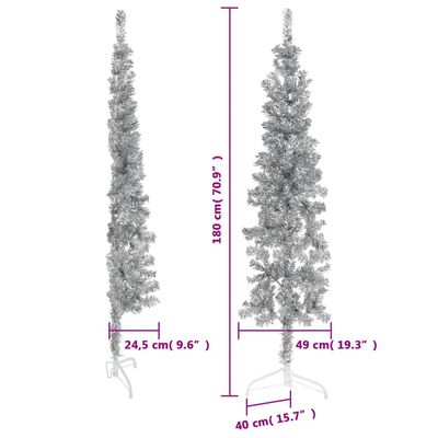 vidaXL Χριστουγεννιάτικο Δέντρο Τεχνητό Μισό Με Βάση Ασημί 180 εκ.