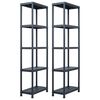 vidaXL Ραφιέρες 2 τεμ. Μαύρες 125 κ. 60 x 30 x 180 εκ. Πλαστικές