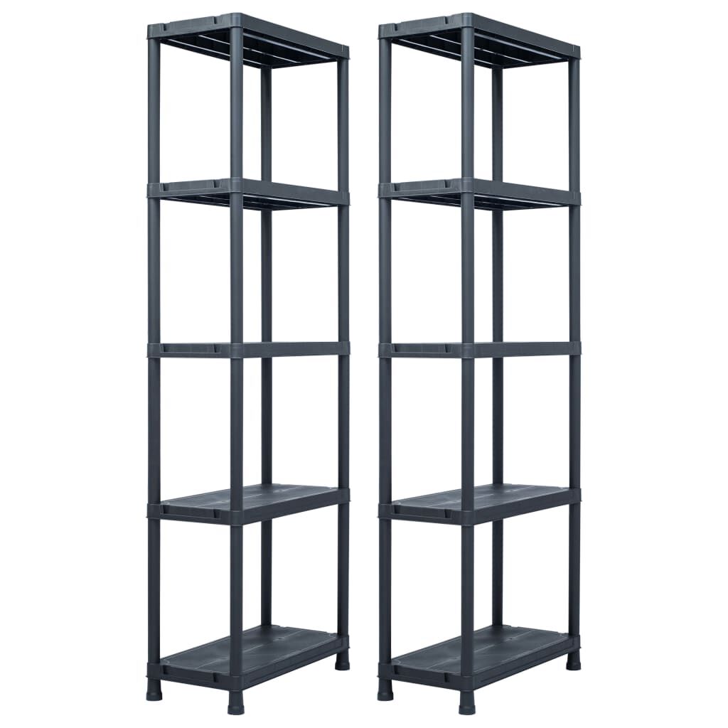 vidaXL Ραφιέρες 2 τεμ. Μαύρες 125 κ. 60 x 30 x 180 εκ. Πλαστικές