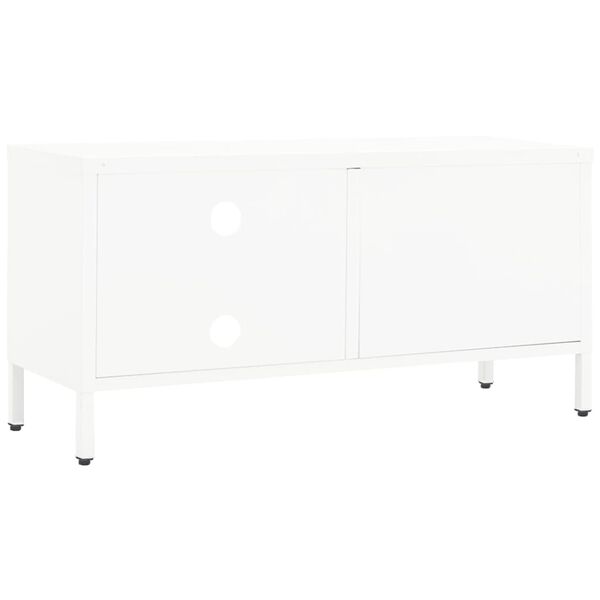 vidaXL Έπιπλο Τηλεόρασης Λευκό 90 x 30 x 44 εκ. από Ατσάλι και Γυαλί