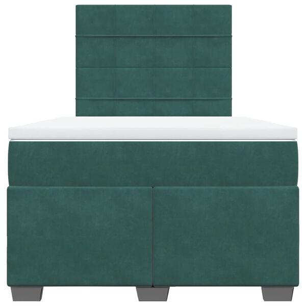vidaXL Κρεβάτι Boxspring με Στρώμα Σκούρο Πράσινο 120x190εκ. Βελούδινο