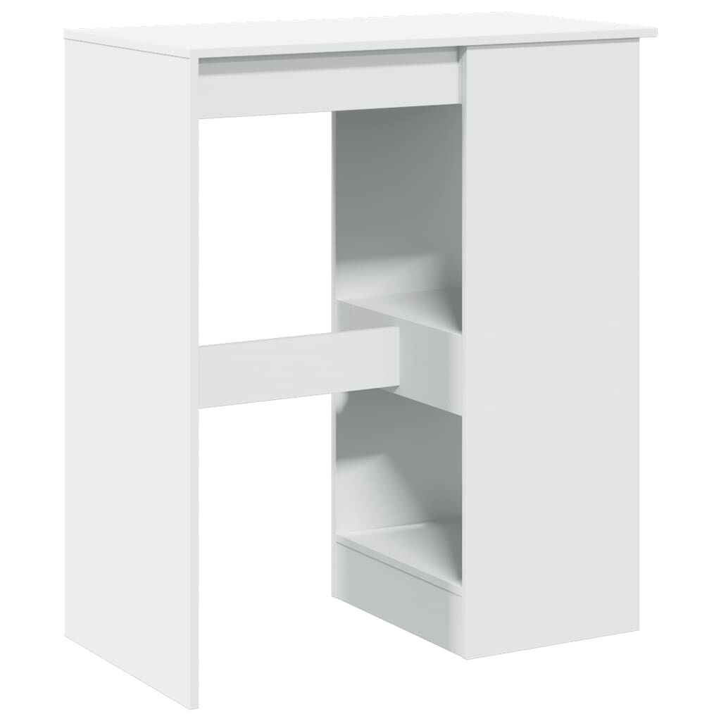 vidaXL Τραπέζι Μπαρ με Ράφια Λευκό 90x47,5x103,5 εκ. Επεξεργ. Ξύλο