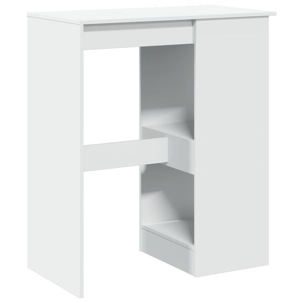 vidaXL Τραπέζι Μπαρ με Ράφια Λευκό 90x47,5x103,5 εκ. Επεξεργ. Ξύλο