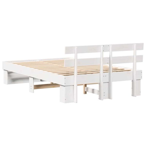 vidaXL Σκελετός Κρεβατιού Λευκό 140 x 190 cm Μασίφ ξύλο πεύκου