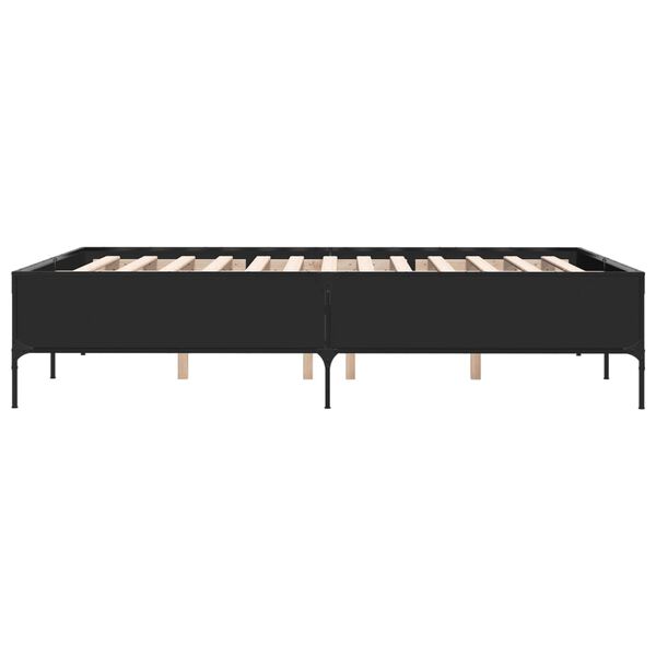 vidaXL Πλαίσιο Κρεβατιού Μαύρο 160x200 εκ. Επεξ. Ξύλο & Μέταλλο