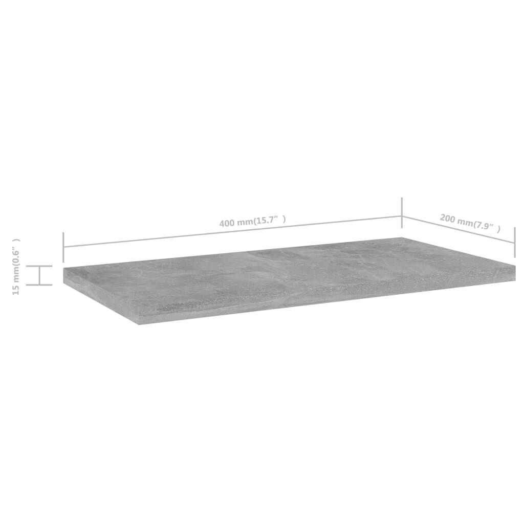 vidaXL Ράφια Βιβλιοθήκης 8 τεμ. Γκρι Σκυροδ. 40x20x1,5 εκ. Μοριοσανίδα