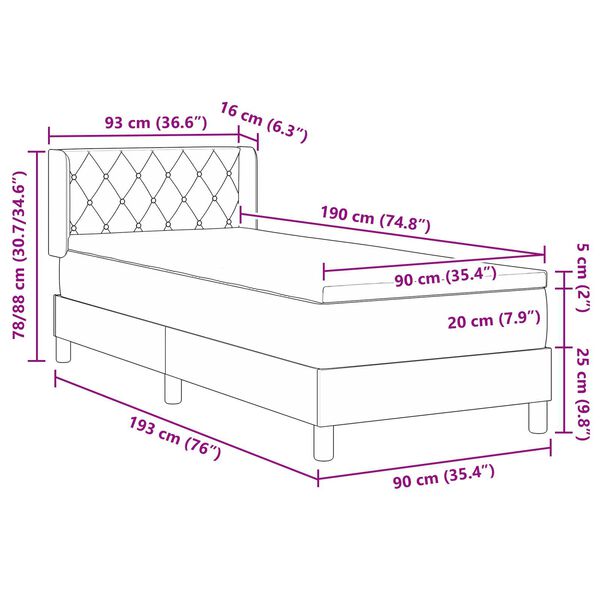Κρεβάτι Box Spring με Στρώμα vidaXL Ροζ 90x190 εκ. Βελούδο