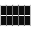 vidaXL Διαχωριστικό Δωματίου με 5 Πάνελ Μαύρο 250x180 εκ. από Ύφασμα
