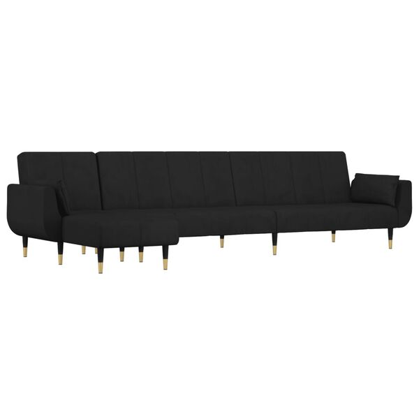 vidaXL Καναπές Κρεβάτι Γωνιακός Μαύρος 275 x 140 x 70 εκ. Βελούδινος