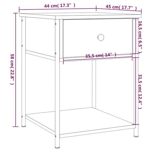 vidaXL Κομοδίνο Γκρι Sonoma 44 x 45 x 58 εκ. από Επεξεργασμένο Ξύλο
