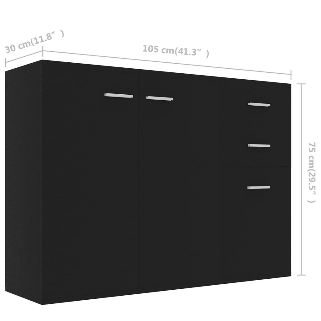 vidaXL Μπουφές Μαύρος 105 x 30 x 75 εκ. από Μοριοσανίδα