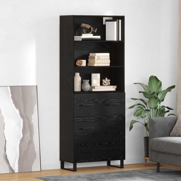 vidaXL Highboard &Mu;&alpha;ύ&rho;&eta; &Omicron;&xi;&upsilon;ά 69,5 x 34 x 180 &epsilon;&kappa;. &Epsilon;&pi;&epsilon;&xi;&epsilon;&rho;&gamma;&alpha;&sigma;&mu;έ&nu;&omicron; &xi;ύ&lambda;&omicron;