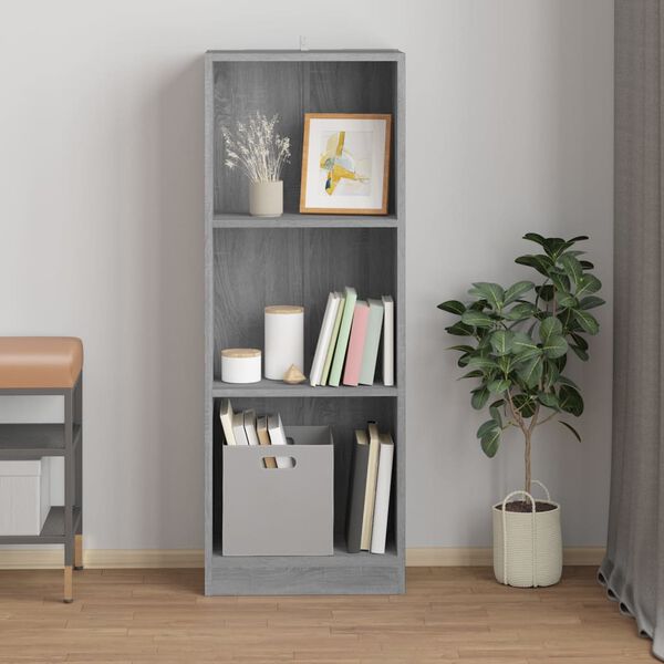 vidaXL Βιβλιοθήκη με 3 Ράφια Γκρι Sonoma 40x24x109 εκ. Επεξεργ. Ξύλο
