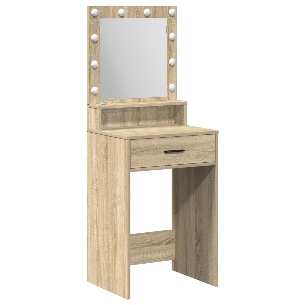vidaXL Καθρέφτης με φώτα LED σε χρώμα Sonoma Oak 50x41x135 εκ.