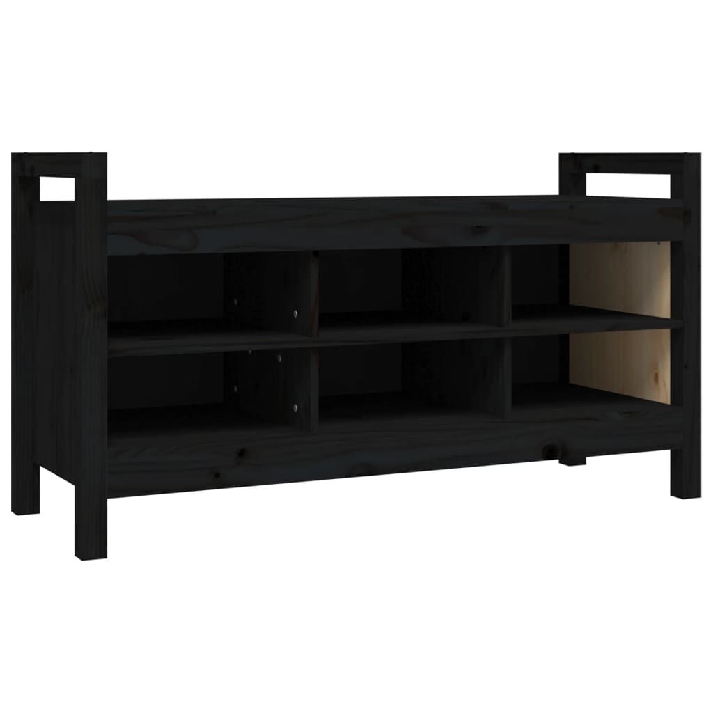 vidaXL Παγκάκι Χολ Μαύρο 110x40x60 εκ. από Μασίφ Ξύλο Πεύκου