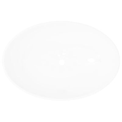 vidaXL Νιπτήρας Οβάλ Πολυτελής Λευκός 40 x 33 εκ. Κεραμικός