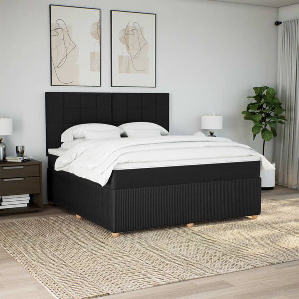 vidaXL &Kappa;&rho;&epsilon;&beta;ά&tau;&iota; Boxspring &mu;&epsilon; &Sigma;&tau;&rho;ώ&mu;&alpha; &Mu;&alpha;ύ&rho;&omicron; 180x200 &epsilon;&kappa;. &Upsilon;&phi;&alpha;&sigma;&mu;ά&tau;&iota;&nu;&omicron;