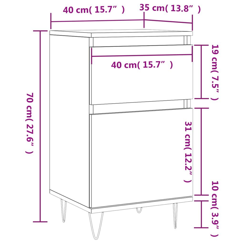 vidaXL Ντουλάπια 2 τεμ. Καφέ Δρυς 40x35x70 εκ. από Επεξεργασμένο Ξύλο