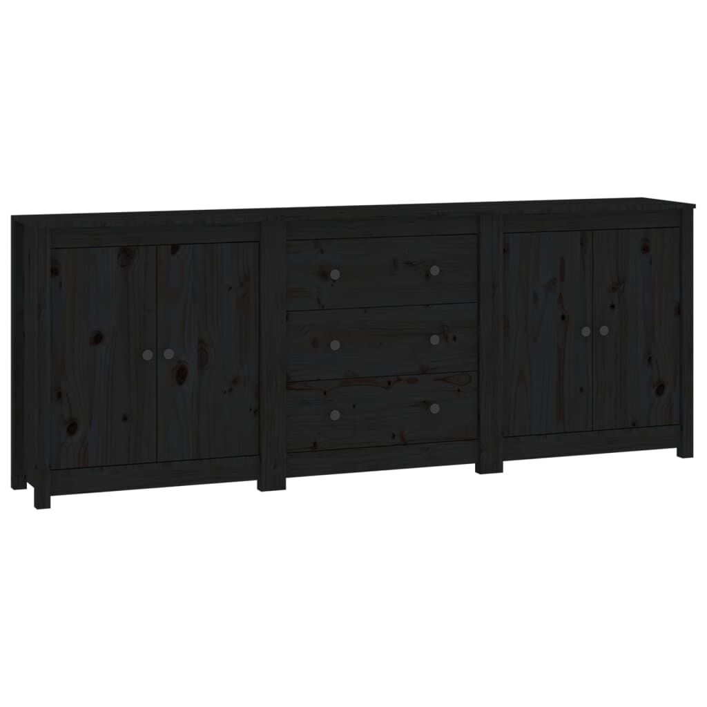 vidaXL Ντουλάπι Μαύρος 210x35x80 εκ. από Μασίφ Ξύλο Πεύκου