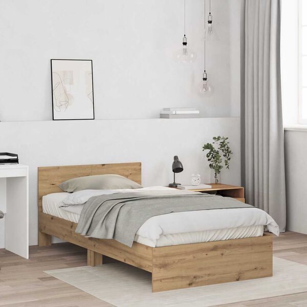 vidaXL Κρεβάτι με Κεφαλάρι Artisan Oak 100 x 200 cm Στερεό Ξύλο Δρυός