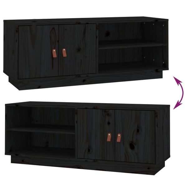 vidaXL Έπιπλο Τηλεόρασης Μαύρο 105x34x40 εκ. από Μασίφ Ξύλο Πεύκου