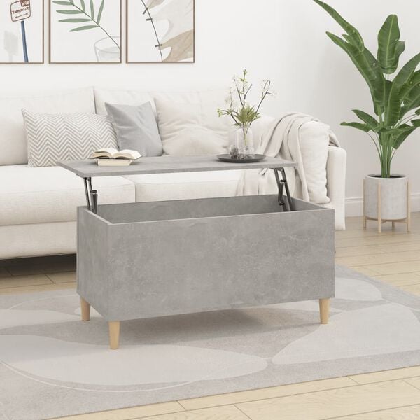vidaXL Τραπεζάκι Σαλονιού Γκρι Σκυροδ. 90x44,5x45 εκ. Επεξεργ. Ξύλο