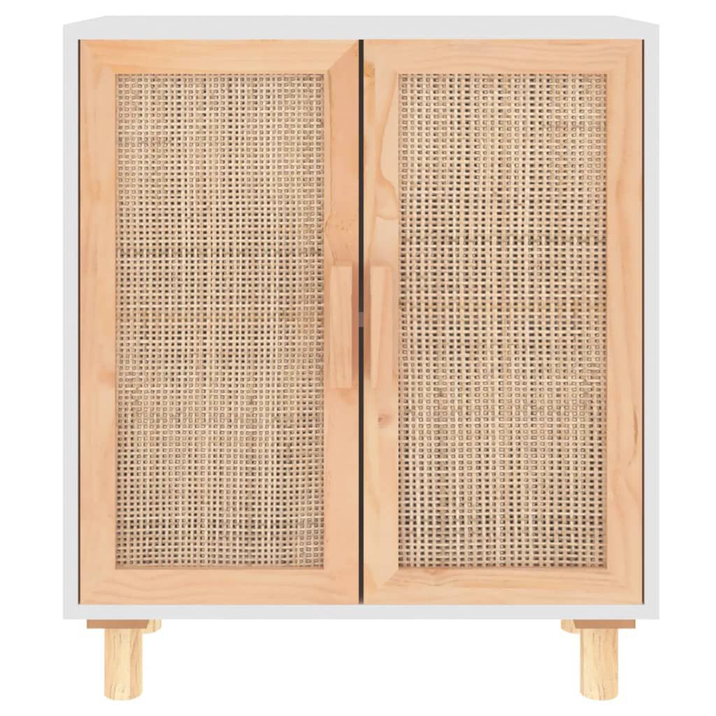 vidaXL Ντουλάπι Λευκό 60 x 30 x 70 εκ. από Μασίφ Πεύκο & Φυσικό Ρατάν