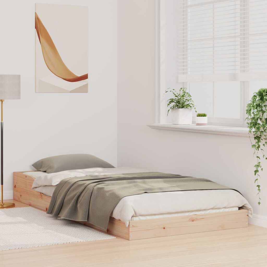 vidaXL Σκελετός Κρεβατιού Καφέ 100 x 210 cm Μασίφ ξύλο πεύκου